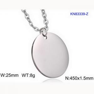 European and American fashion stainless steel 450 × 1.5mm O-shaped chain hanging circular hanging tag versatile silver necklace - KN83339-Z