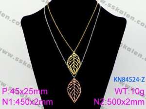 SS Gold-Plating Necklace - KN84524-Z