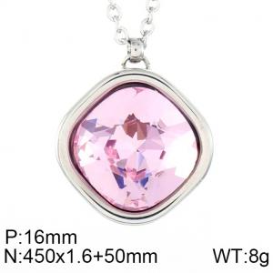 Stainless Steel Stone Necklace - KN84595-GC