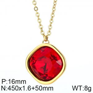 Stainless Steel Stone Necklace - KN84602-GC