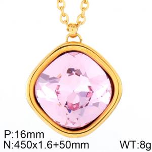 Stainless Steel Stone Necklace - KN84604-GC