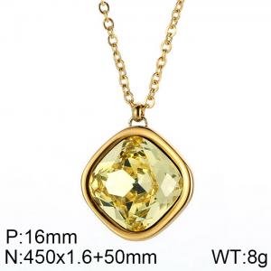 Stainless Steel Stone Necklace - KN84607-GC