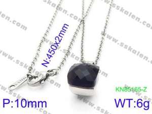 Stainless Steel Stone & Crystal Necklace - KN85165-Z