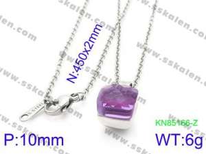 Stainless Steel Stone & Crystal Necklace - KN85166-Z