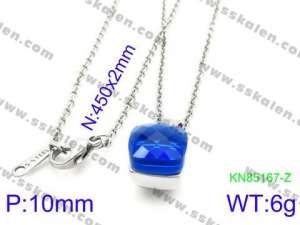 Stainless Steel Stone & Crystal Necklace - KN85167-Z