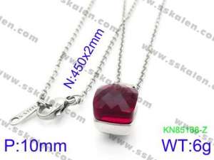 Stainless Steel Stone & Crystal Necklace - KN85168-Z