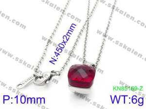 Stainless Steel Stone & Crystal Necklace - KN85169-Z