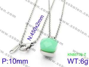 Stainless Steel Stone & Crystal Necklace - KN85176-Z