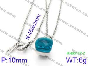 Stainless Steel Stone & Crystal Necklace - KN85177-Z