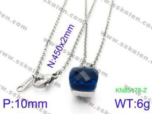 Stainless Steel Stone & Crystal Necklace - KN85178-Z