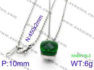 Stainless Steel Stone & Crystal Necklace - KN85179-Z