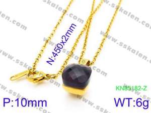 Stainless Steel Stone & Crystal Necklace - KN85182-Z