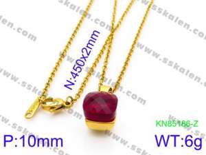 Stainless Steel Stone & Crystal Necklace - KN85186-Z