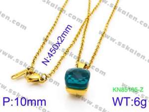 Stainless Steel Stone & Crystal Necklace - KN85195-Z