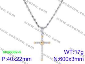 SS Gold-Plating Necklace - KN86382-K