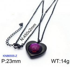 Black Gold Plating Pedant Necklace with 14mm Purple Heart Crystal - KN86555-Z