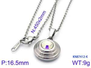 Stainless Steel Stone Necklace - KN87412-K
