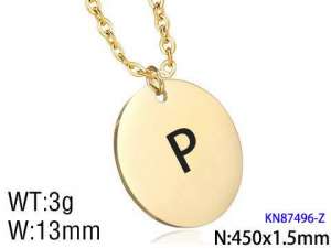 SS Gold-Plating Necklace - KN87496-Z