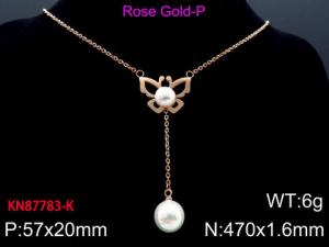 SS Rose Gold-Plating Necklace - KN87783-K