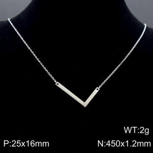 Steel colored stainless steel O-chain letter L necklace - KN88025-K