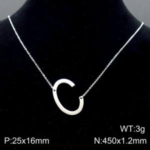 Steel colored stainless steel O-chain letter C necklace - KN88036-K