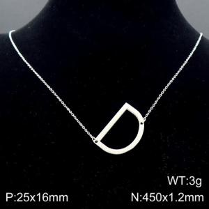 Steel colored stainless steel O-chain letter D necklace - KN88037-K