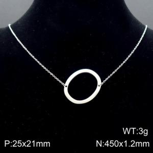 Steel colored stainless steel O-chain letter O necklace - KN88039-K