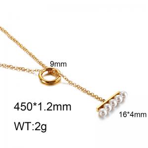 Cute minimalist pearl necklace with simple fashion style for girls and women Gold-Plating Necklace - KN88496-K