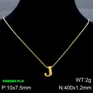 SS Gold-Plating Necklace - KN88584-KLB