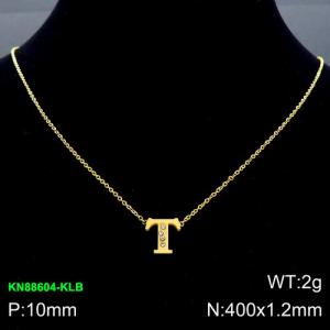 SS Gold-Plating Necklace - KN88604-KLB