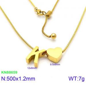 SS Gold-Plating Necklace - KN88659-KFC
