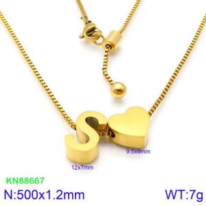 SS Gold-Plating Necklace - KN88667-KFC