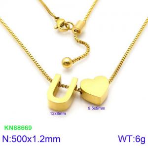 SS Gold-Plating Necklace - KN88669-KFC