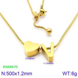 SS Gold-Plating Necklace - KN88670-KFC