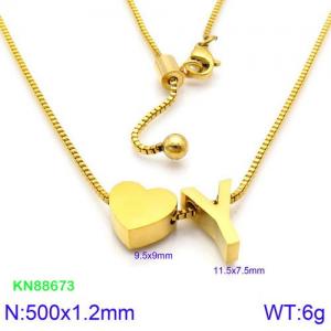 SS Gold-Plating Necklace - KN88673-KFC