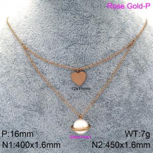 SS Rose Gold-Plating Necklace - KN88707-KFC