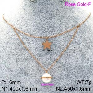 SS Rose Gold-Plating Necklace - KN88711-KFC