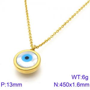 Sweet and trendy collarbone chain circular shell devil's eye lady necklace - KN88713-K