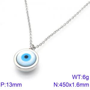 Sweet and trendy collarbone chain circular shell devil's eye lady necklace - KN88714-K