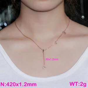 SS Rose Gold-Plating Necklace - KN88863-K