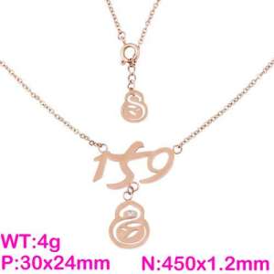 SS Rose Gold-Plating Necklace - KN88865-K