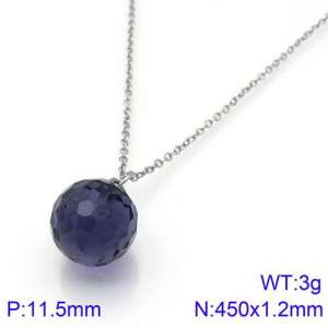 Stainless Steel Stone & Crystal Necklace - KN88999-k