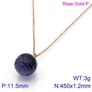 Stainless Steel Stone & Crystal Necklace - KN89001-K