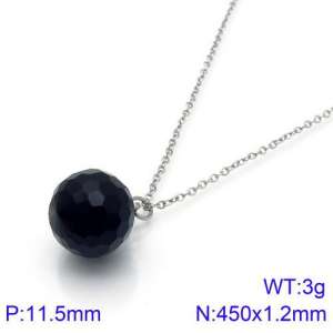 Stainless Steel Stone & Crystal Necklace - KN89002-K