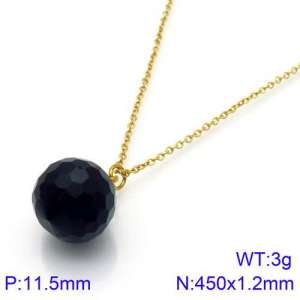 Stainless Steel Stone & Crystal Necklace - KN89003-K