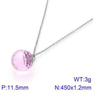 Stainless Steel Stone & Crystal Necklace - KN89005-K