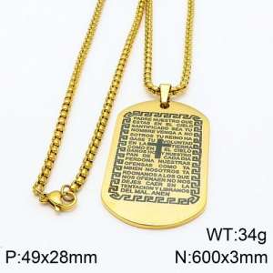 SS Gold-Plating Necklace - KN89126-Z