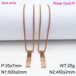 SS Rose Gold-Plating Necklace - KN89161-Z