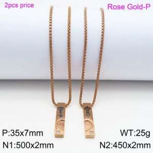 SS Rose Gold-Plating Necklace - KN89162-Z