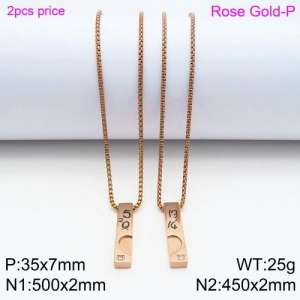 SS Rose Gold-Plating Necklace - KN89166-Z